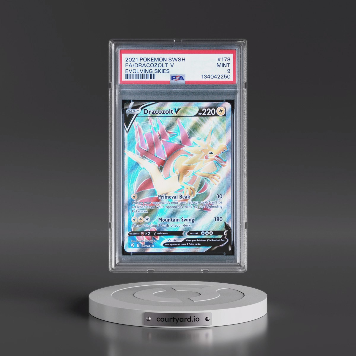 2021 Pokémon Sword & Shield Evolving Skies #178 Dracozolt V - Holo Full Art (PSA 9 MINT)
