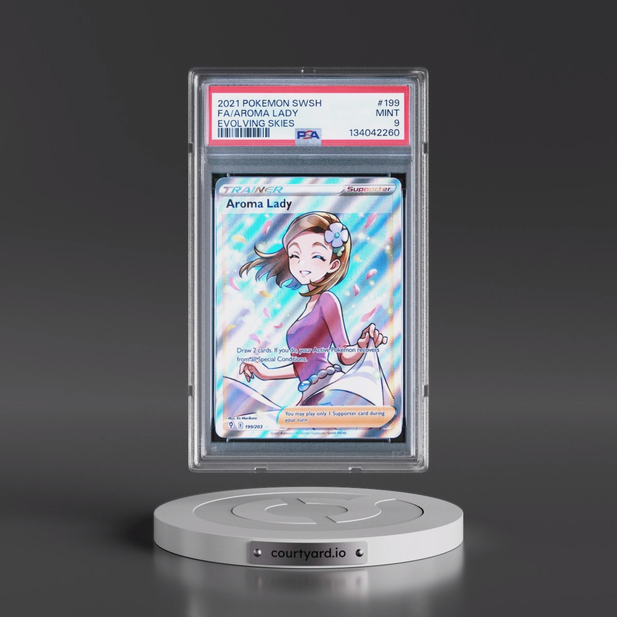 2021 Pokémon Sword & Shield Evolving Skies #199 Aroma Lady - Full Art (PSA 9 MINT)
