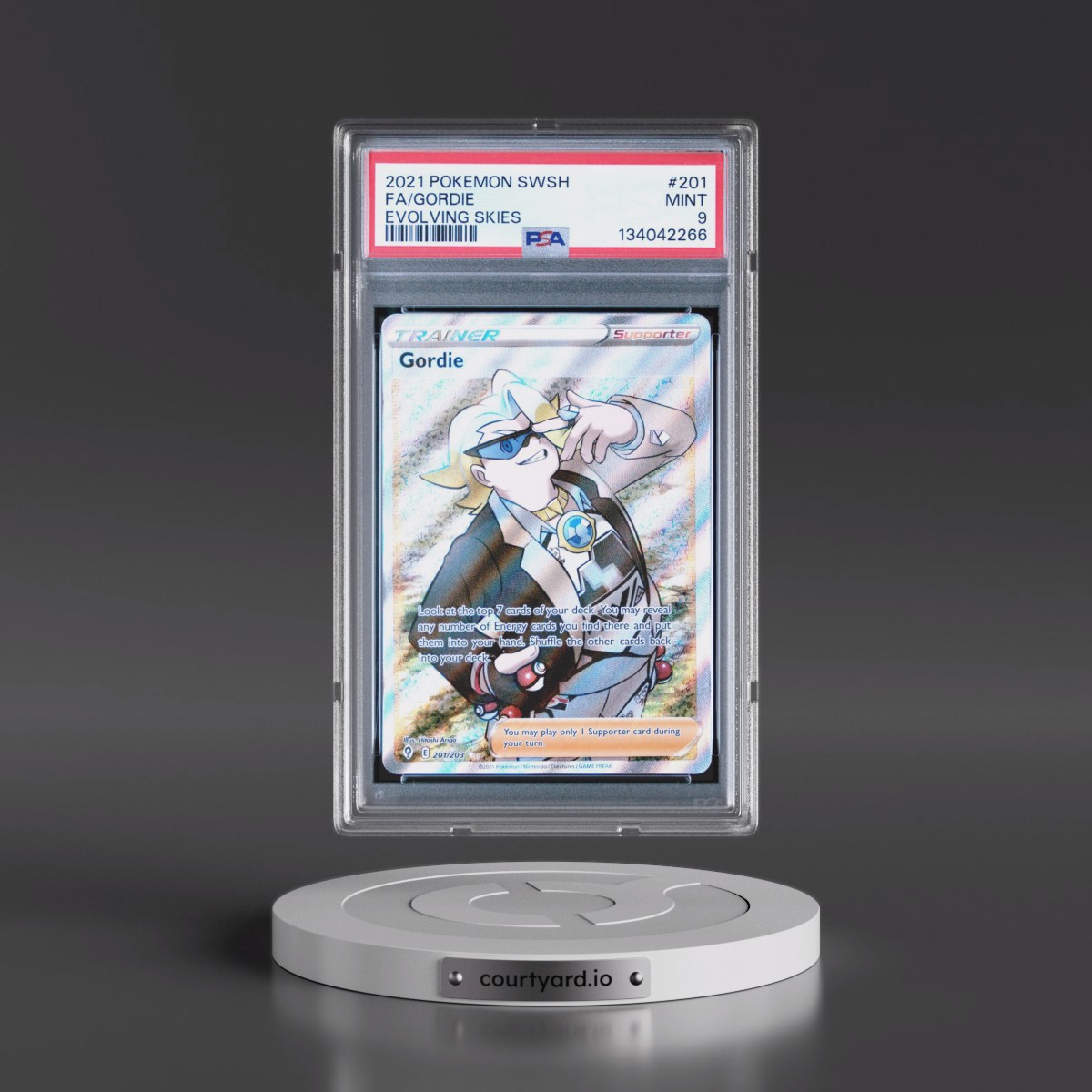 2021 Pokémon Sword & Shield Evolving Skies #201 Gordie - Full Art (PSA 9 MINT)