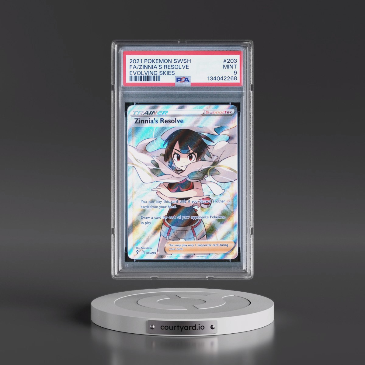 2021 Pokémon Sword & Shield Evolving Skies #203 Zinnia's Resolve - Full Art (PSA 9 MINT)