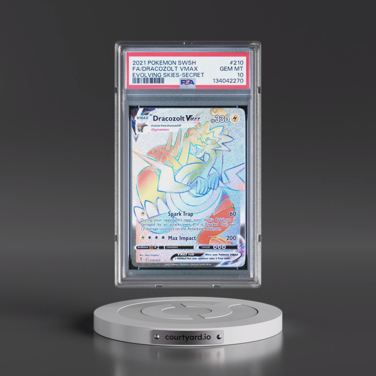 2021 Pokémon Sword & Shield Evolving Skies #210 Dracozolt Vmax - Full Art Secret (PSA 10 GEM MINT)