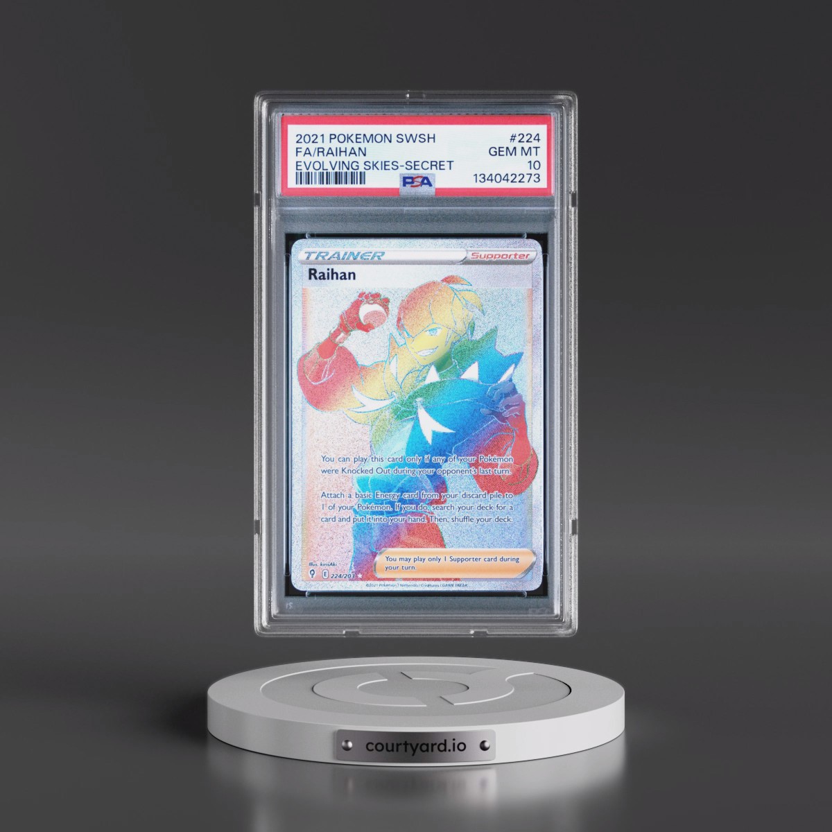2021 Pokémon Sword & Shield Evolving Skies #224 Raihan - Full Art Secret (PSA 10 GEM MINT)