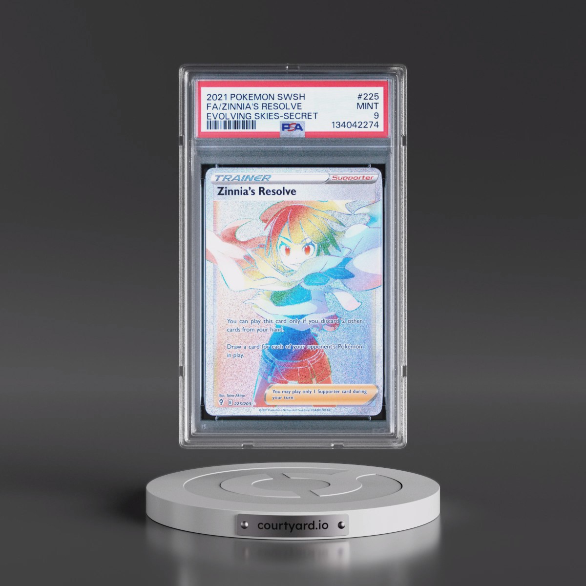 2021 Pokémon Sword & Shield Evolving Skies #225 Zinnia's Resolve - Full Art Secret (PSA 9 MINT)