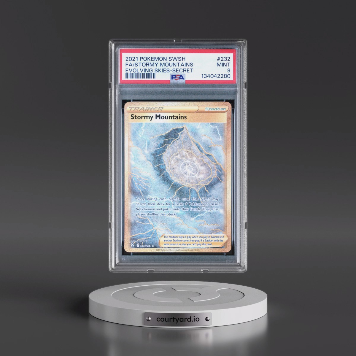 2021 Pokémon Sword & Shield Evolving Skies #232 Stormy Mountains - Full Art Secret (PSA 9 MINT)