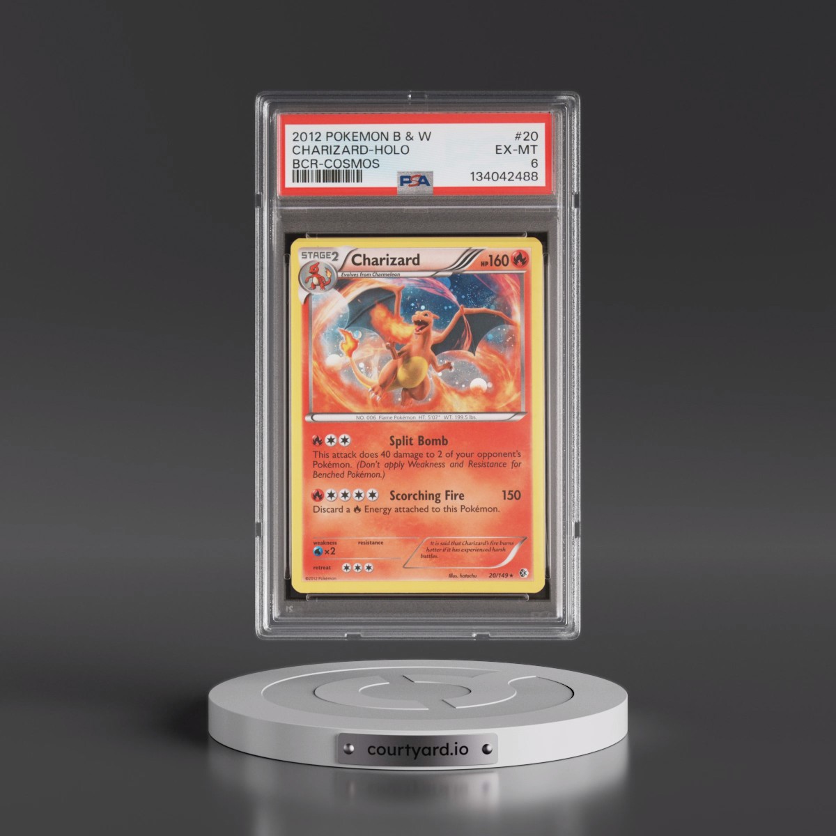 2012 Pokémon Black & White Boundaries Crossed #20 Charizard - Holo Cosmos (PSA 6 EX-MT)