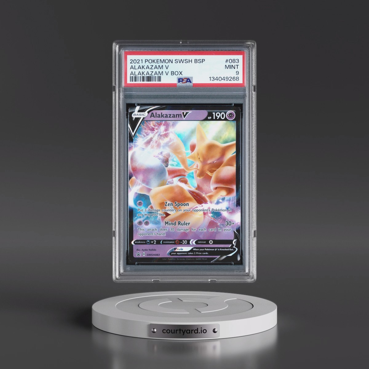 2021 Pokémon Swsh Black Star Promo #083 Alakazam V - Holo Alakazam V Box (PSA 9 MINT)