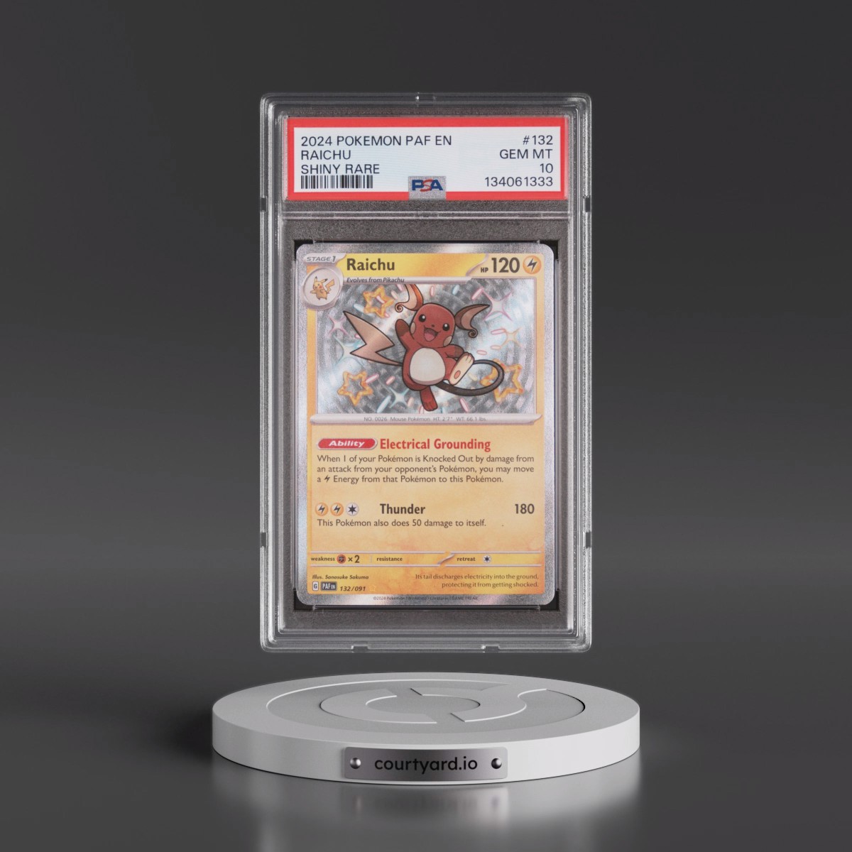 2024 Pokémon Paf EN-Paldean Fates Raichu - Shiny Rare #132 PSA 10