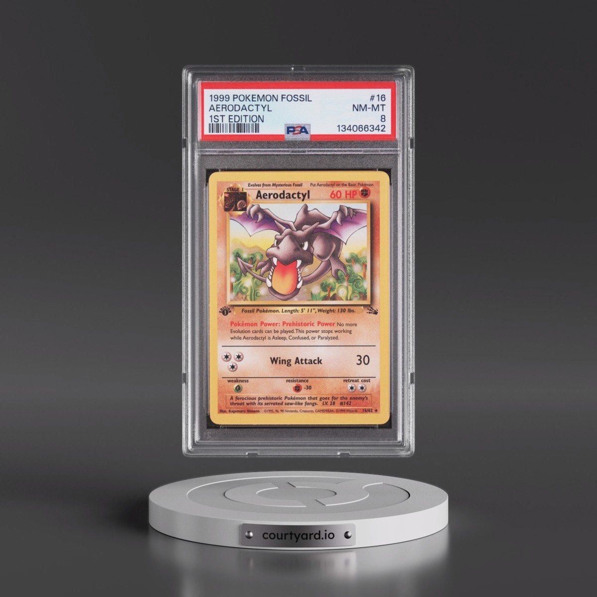 1999 Pokémon Fossil #16 Aerodactyl - 1st Edition (PSA 8 NM-MT)