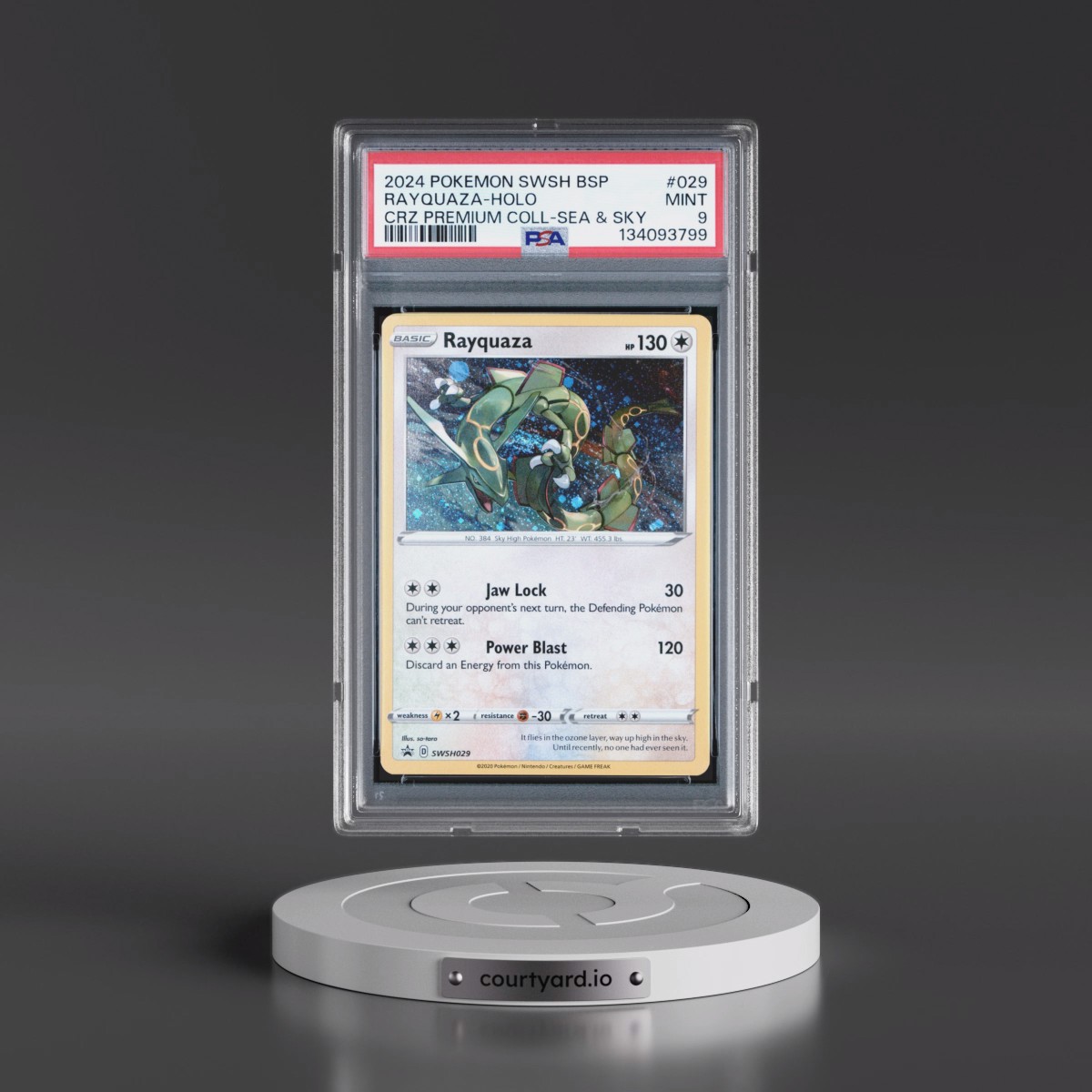 2024 Pokémon Swsh Black Star Promo #029 Rayquaza - Holo Crown Zenith Premium Collection Sea & Sky (PSA 9 MINT)