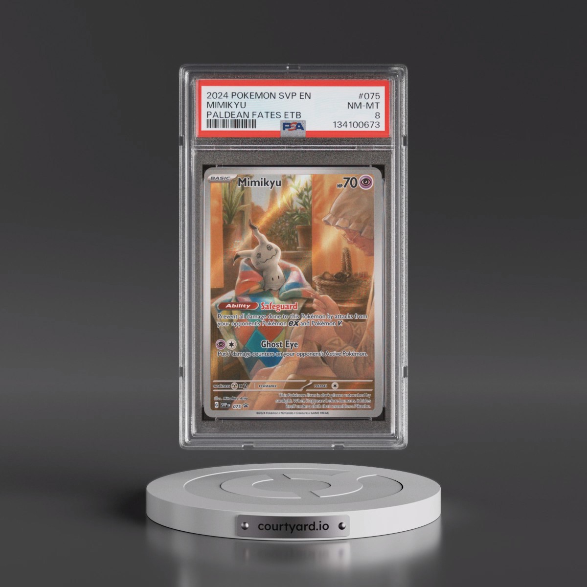 2024 Pokémon Svp EN-SV Black Star Promo #075 Mimikyu - Paldean Fates Elite Trainer Box (PSA 8 NM-MT)