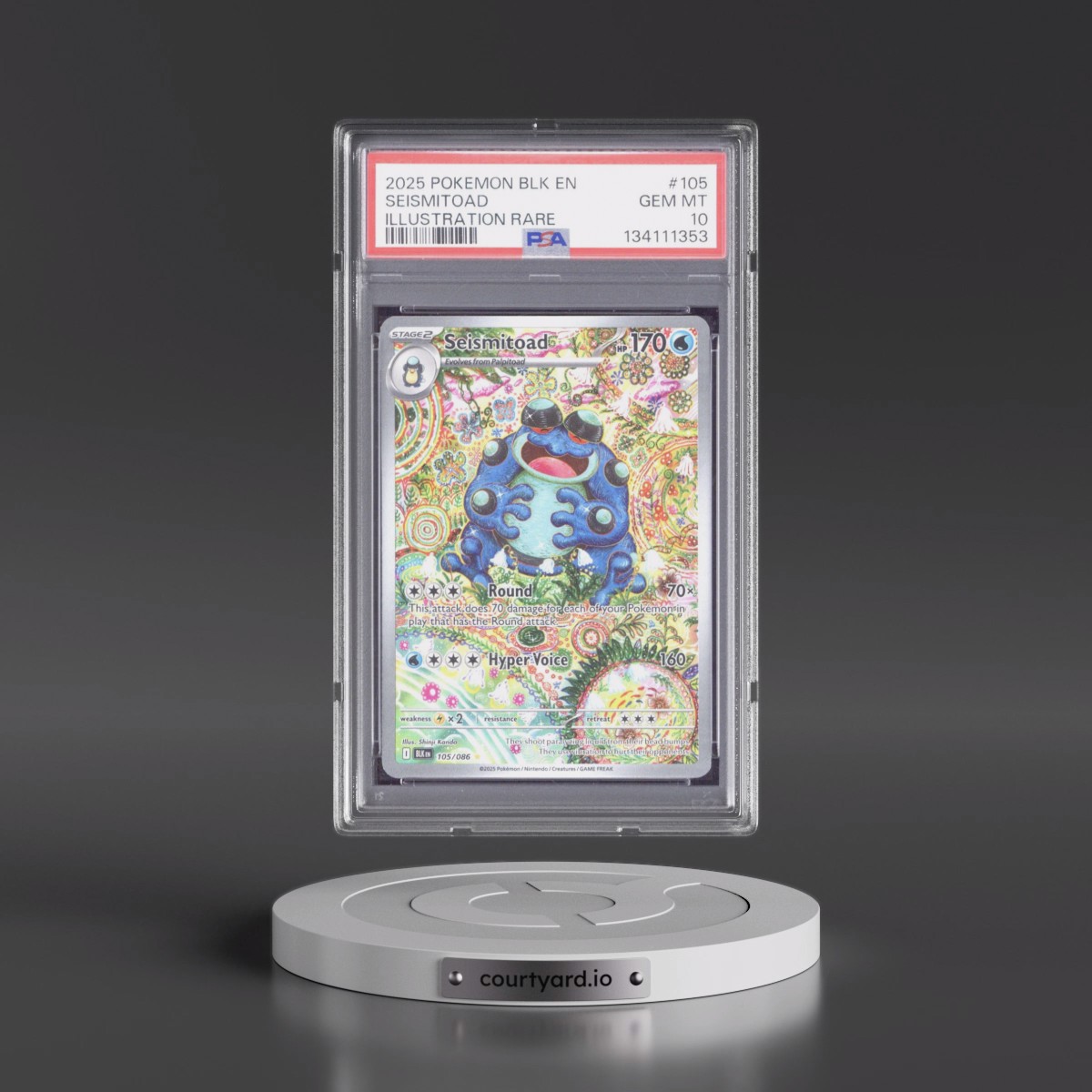 2025 Pokémon Blk EN-Black Bolt #105 Seismitoad - Illustration Rare (PSA 10 GEM MINT)