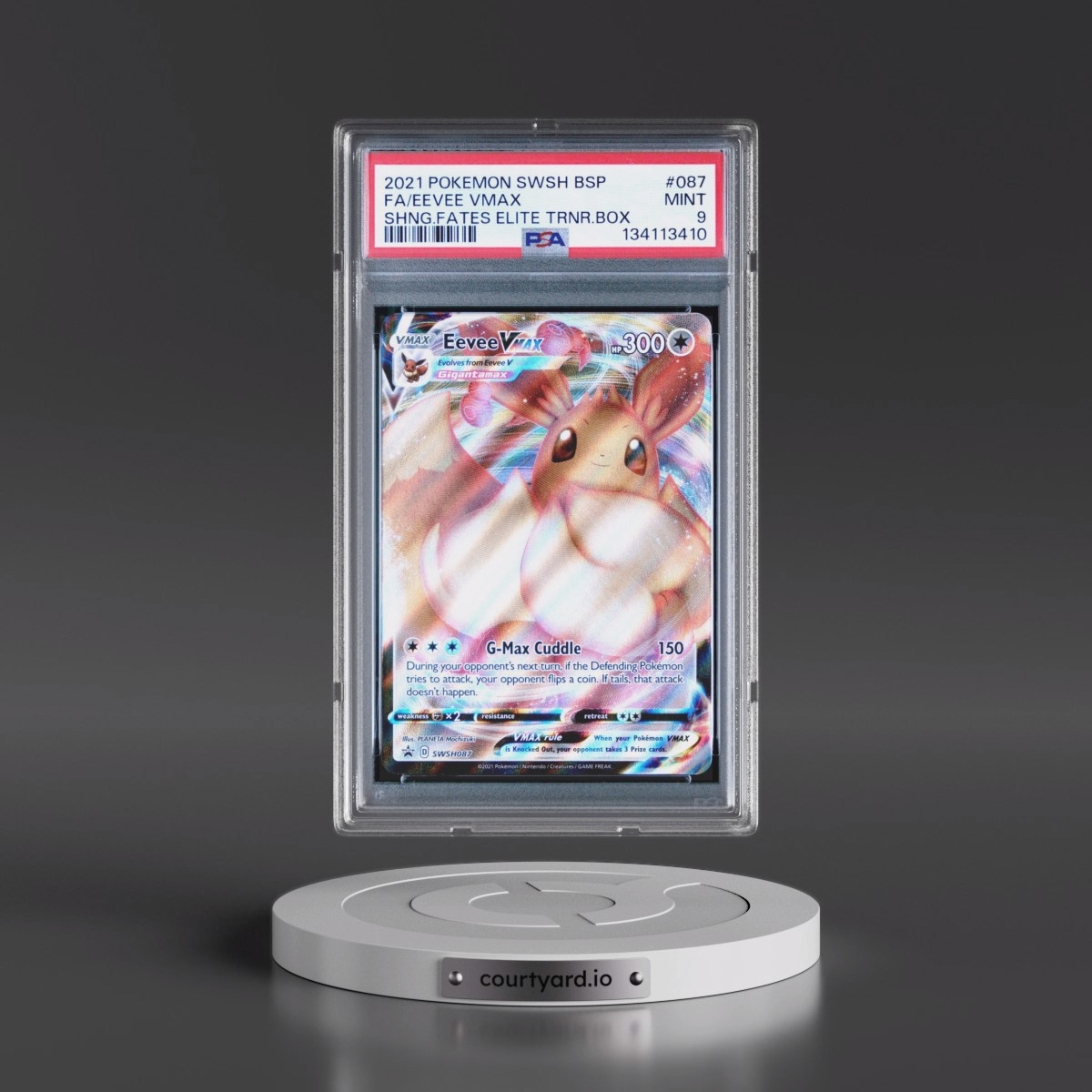 2021 Pokémon Swsh Black Star Promo #087 Eevee Vmax - Full Art Shining Fates Elite Trainer Box (PSA 9 MINT)