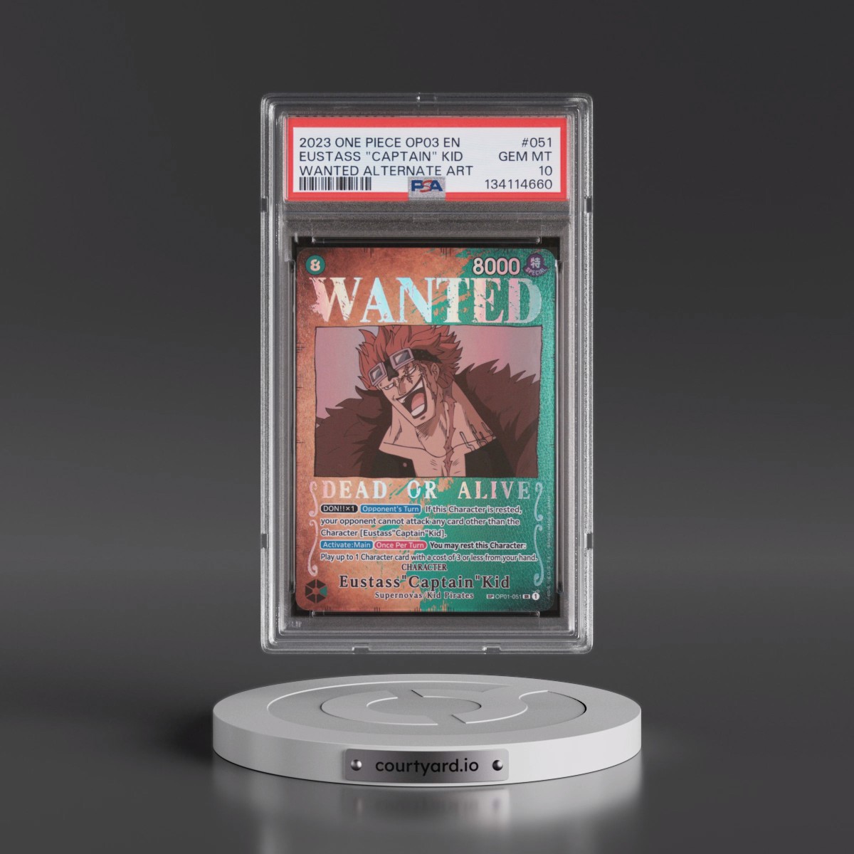 2023 One Piece Pillars of Strength #051 Eustass "Captain" Kid - Wanted Alternate Art (PSA 10 GEM MINT)