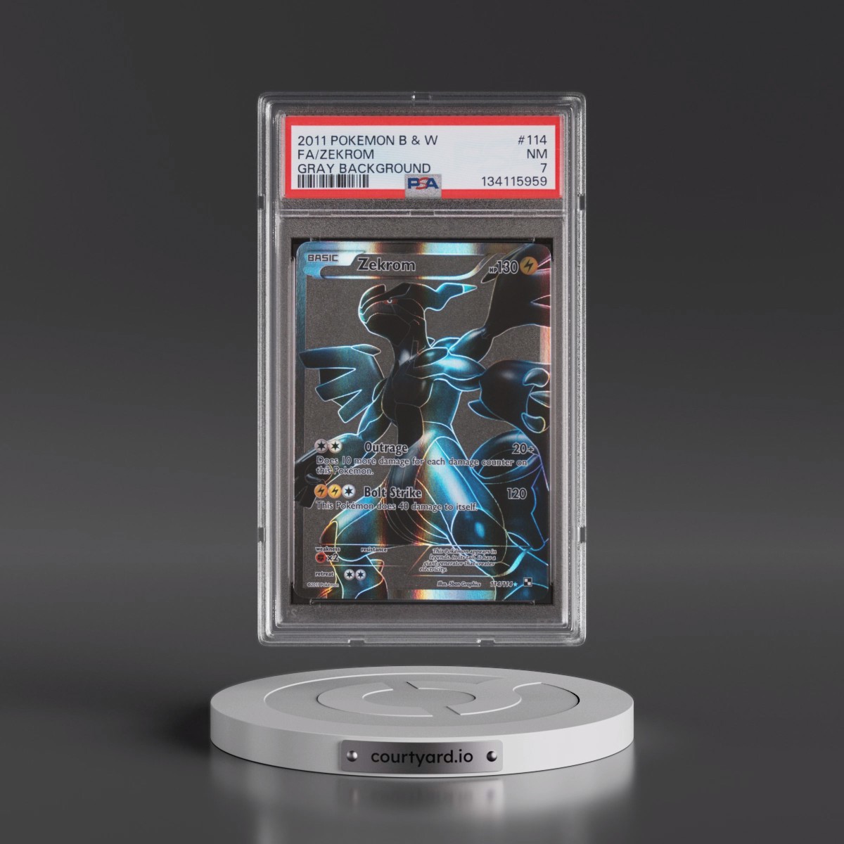 2011 Pokémon Black & White #114 Zekrom - Full Art Gray Background (PSA 7 NM)