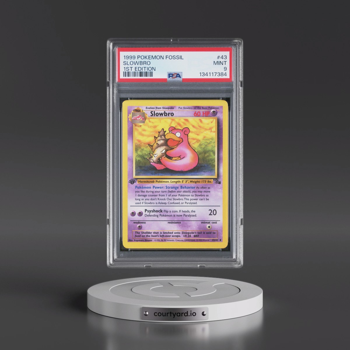1999 Pokémon Fossil #43 Slowbro - 1st Edition (PSA 9 MINT)