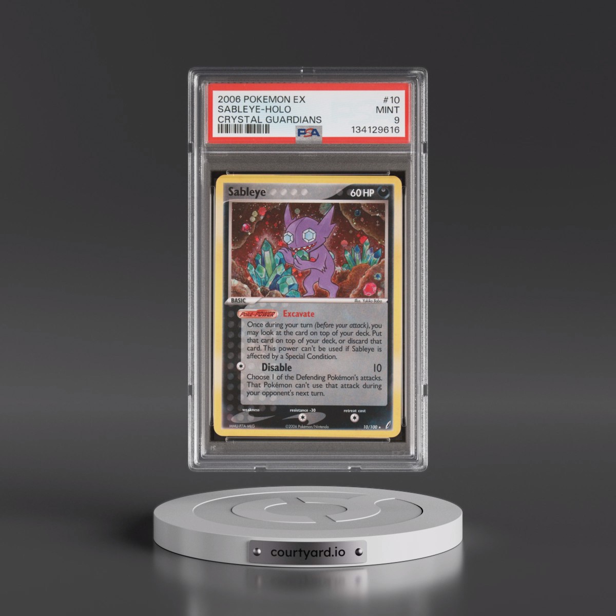 2006 Pokémon EX Crystal Guardians #10 Sableye - Holo (PSA 9 MINT)