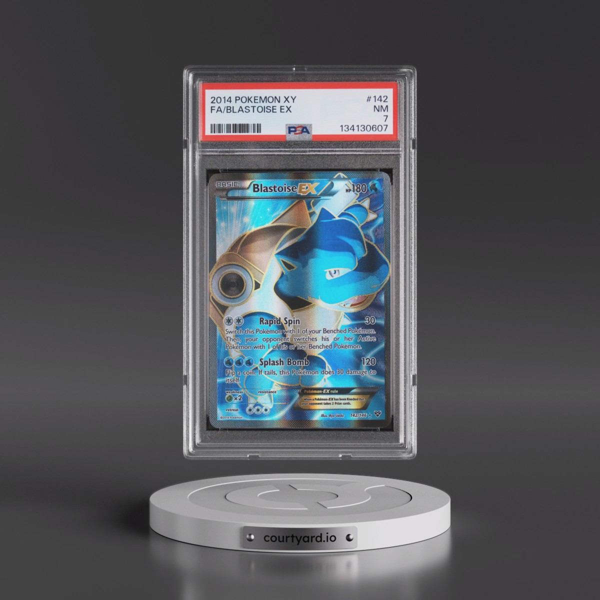 2014 Pokémon XY #142 Blastoise EX - Holo Full Art (PSA 7 NM)