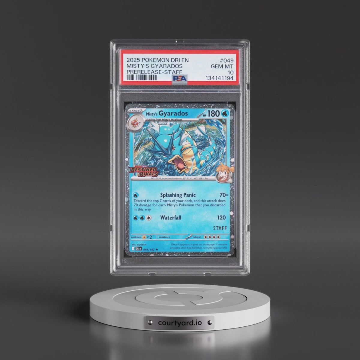 2025 Pokémon Dri EN-Destined Rivals #049 Misty's Gyarados - Prerelease-Staff (PSA 10 GEM MINT)