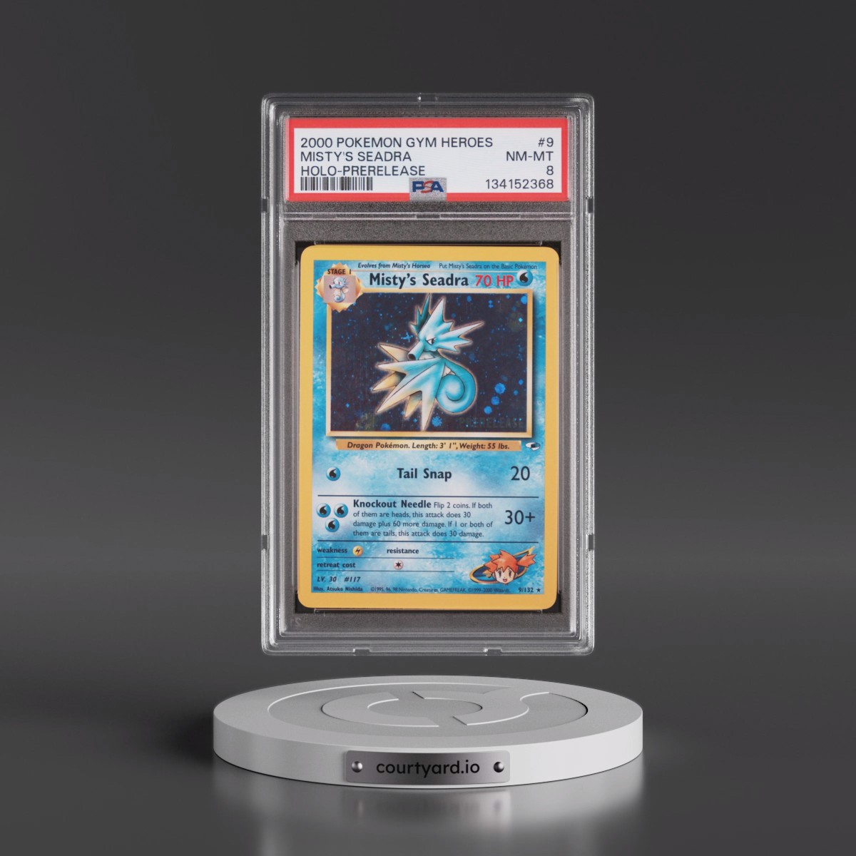 2000 Pokémon Gym Heroes #9 Misty's Seadra - Holo-Prerelease (PSA 8 NM-MT)