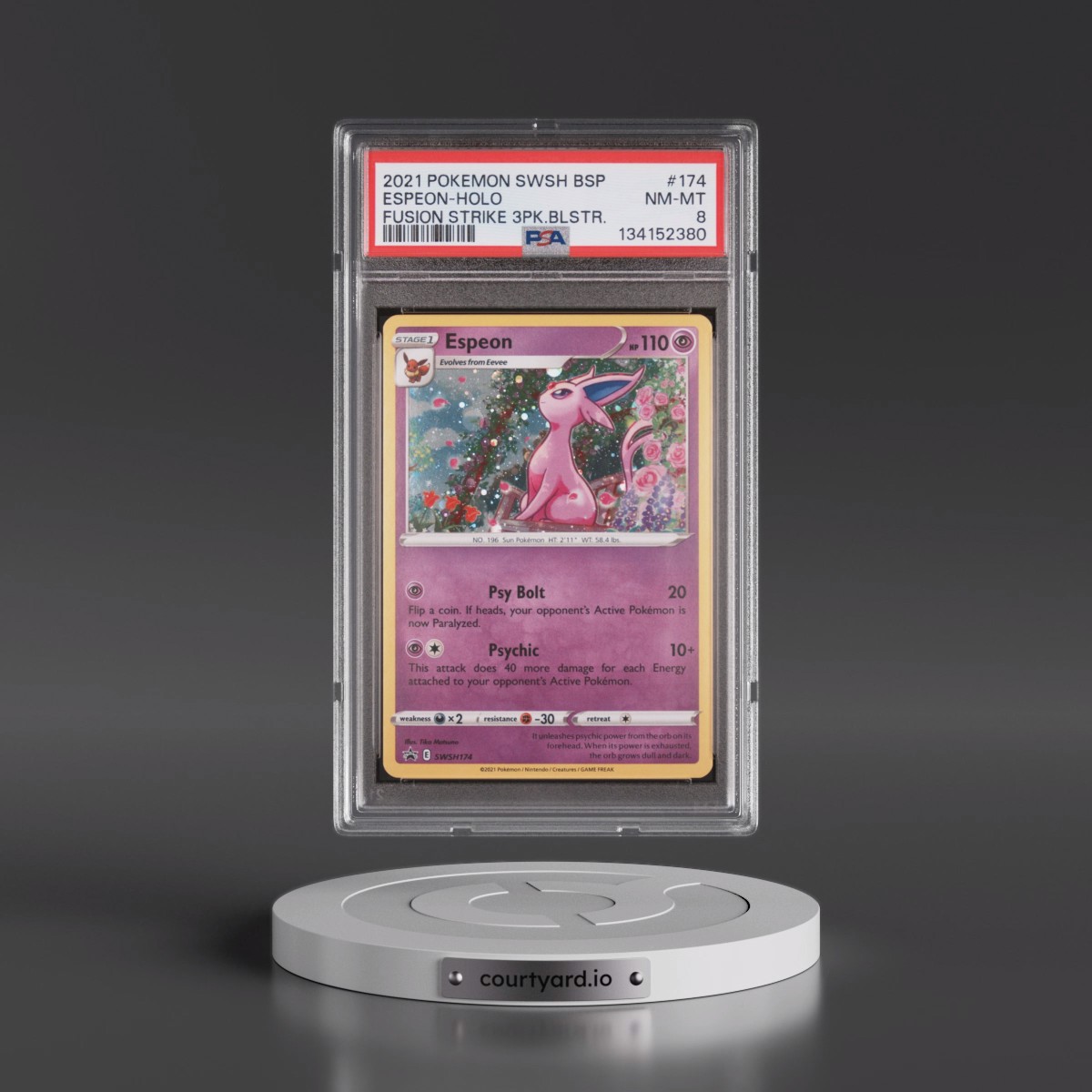 2021 Pokémon Swsh Black Star Promo #174 Espeon - Holo Fusion Strike Three Pack Blisters (PSA 8 NM-MT)