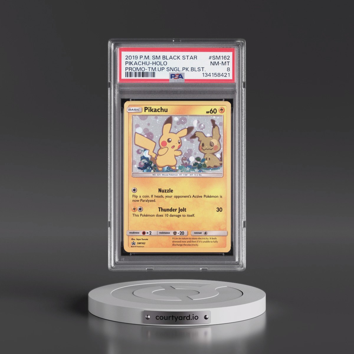 2019 Pokémon SM Black Star Promo #SM162 Pikachu - Holo Team Up Single Pack Blisters (PSA 8 NM-MT)