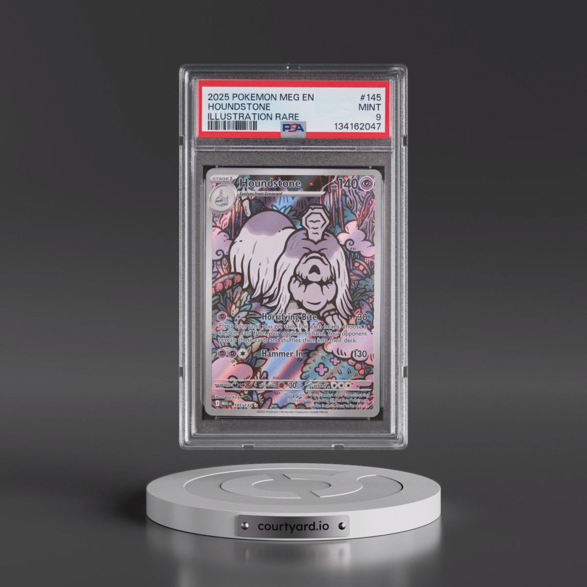 2025 Pokémon Meg EN-Mega Evolution #145 Houndstone - Illustration Rare (PSA 9 MINT)