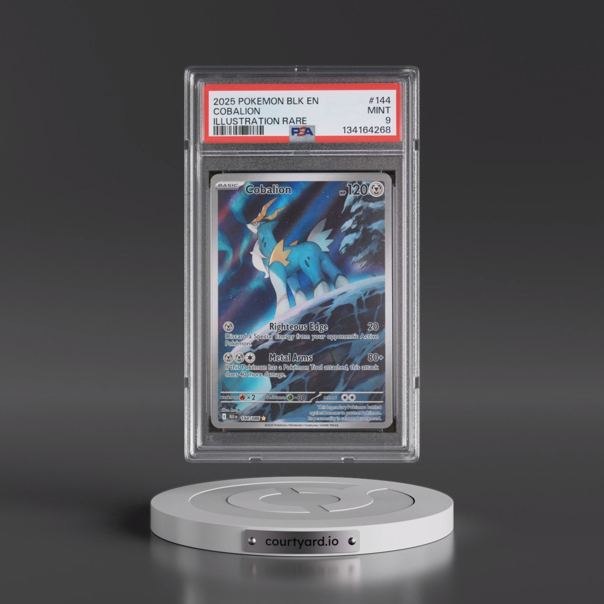 2025 Pokémon Blk EN-Black Bolt #144 Cobalion - Illustration Rare (PSA 9 MINT)
