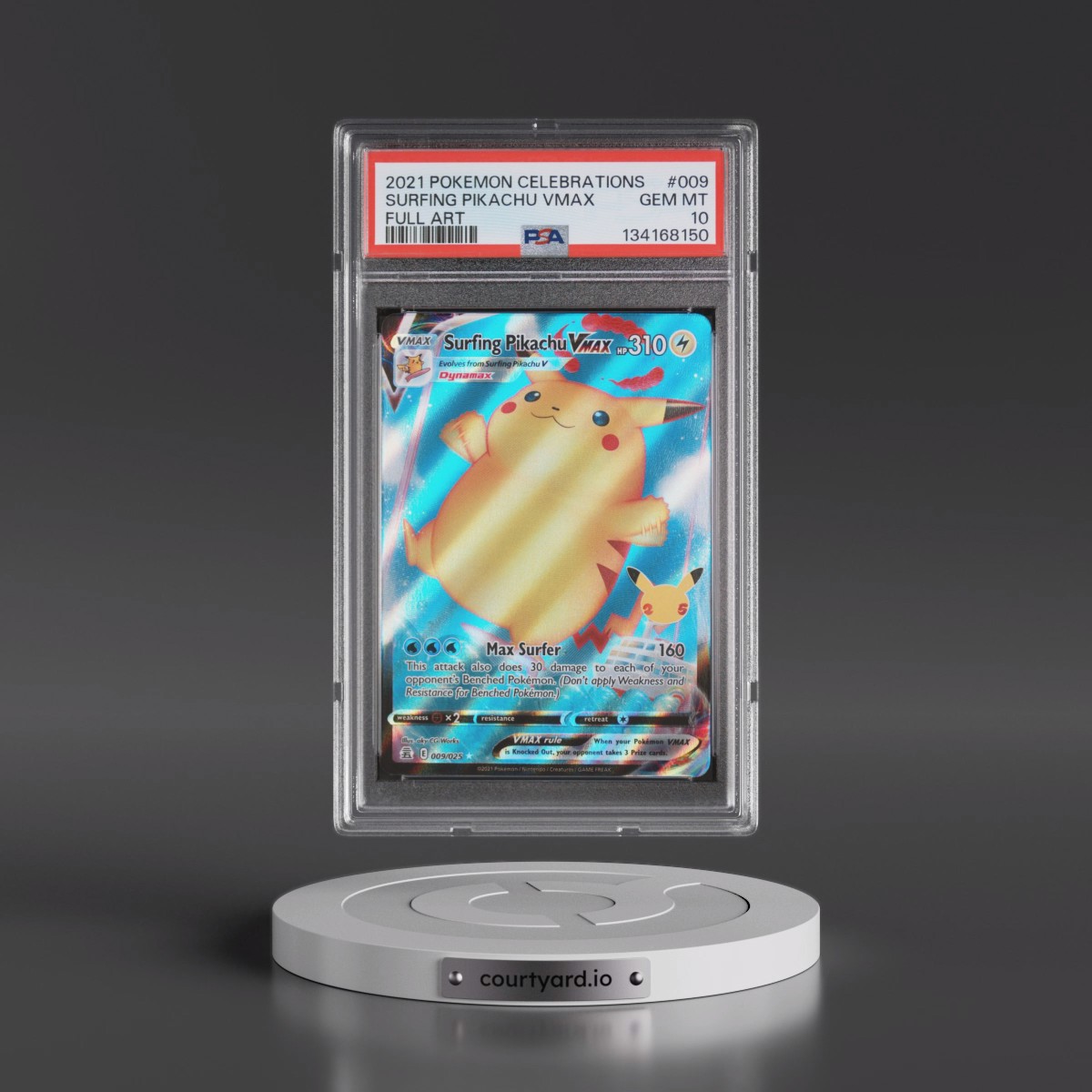2021 Pokémon Celebrations #009 Surfing Pikachu Vmax - Full Art (PSA 10 GEM MINT)