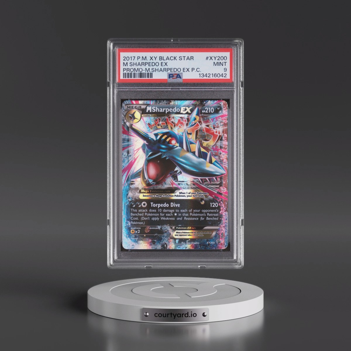 2017 Pokémon XY Black Star Promo #XY200 M Sharpedo EX - Holo Mega Sharpedo EX Premium Collection (PSA 9 MINT)