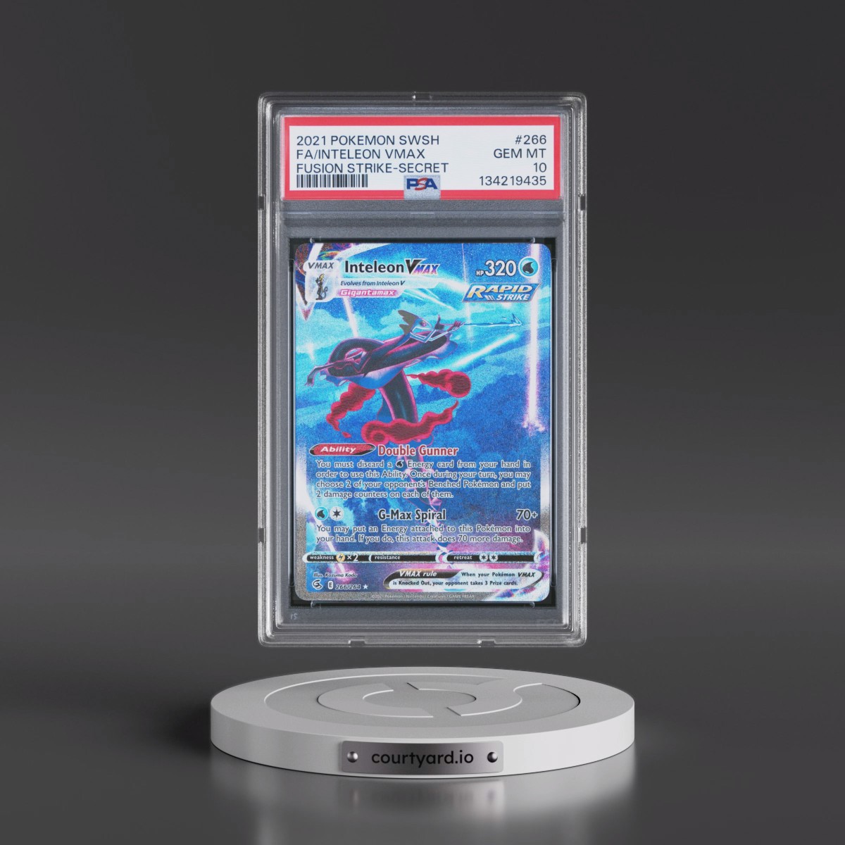 2021 Pokémon Sword & Shield Fusion Strike #266 Inteleon Vmax - Full Art Secret (PSA 10 GEM MINT)