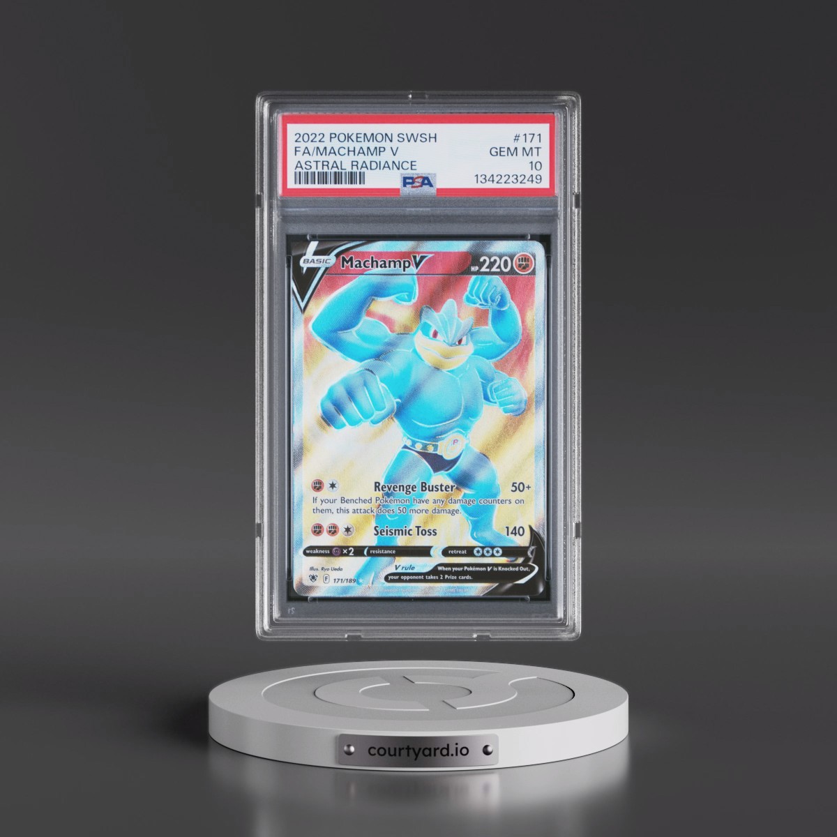 2022 Pokémon Sword & Shield Astral Radiance #171 Machamp V - Holo Full Art (PSA 10 GEM MINT)