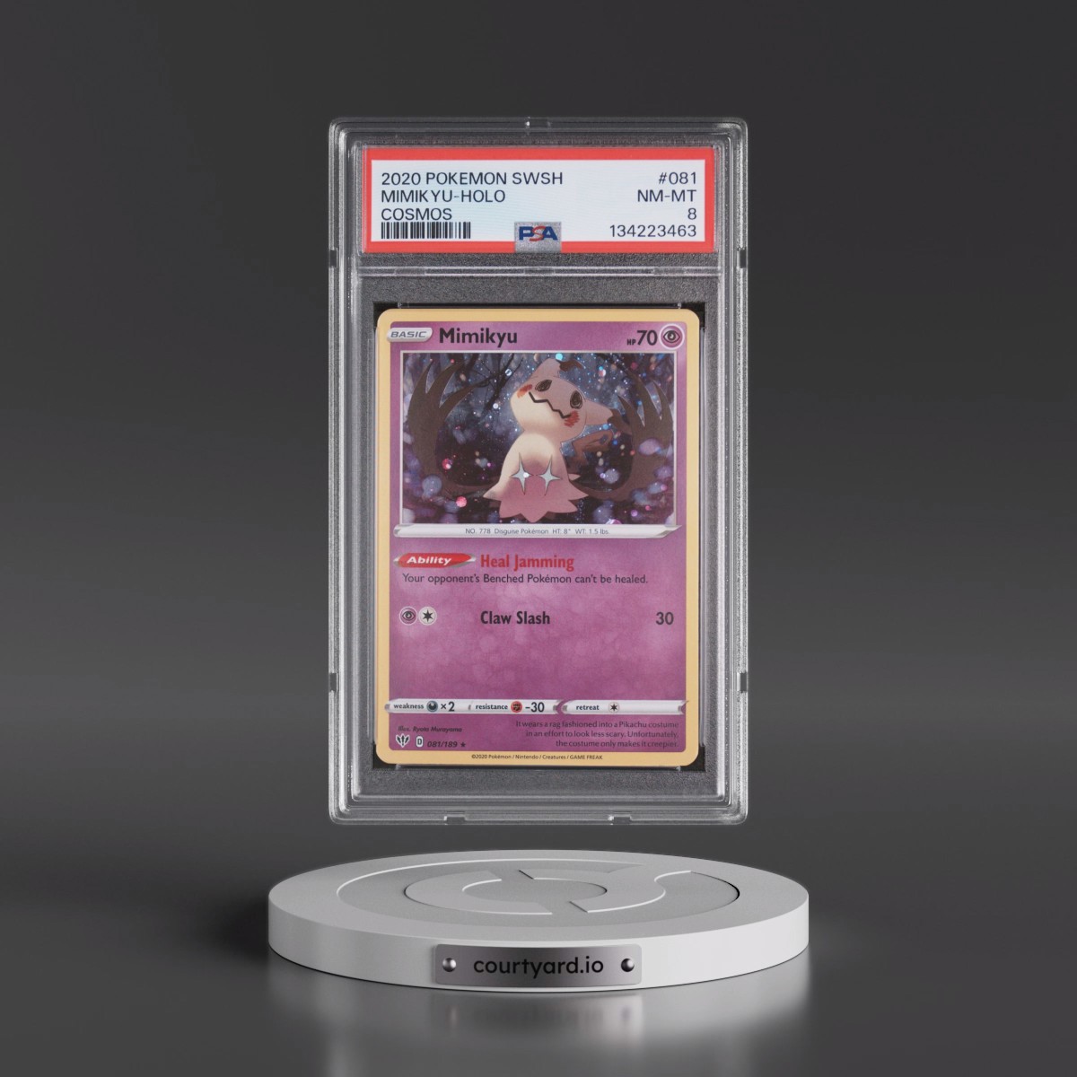 2020 Pokémon Sword & Shield Darkness Ablaze #081 Mimikyu - Holo Cosmos (PSA 8 NM-MT)