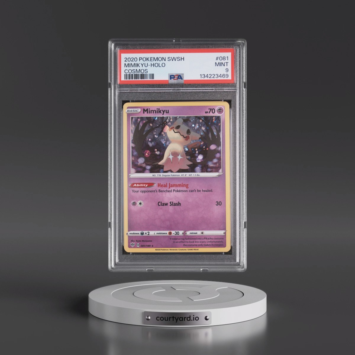 2020 Pokémon Sword & Shield Darkness Ablaze #081 Mimikyu - Holo Cosmos (PSA 9 MINT)