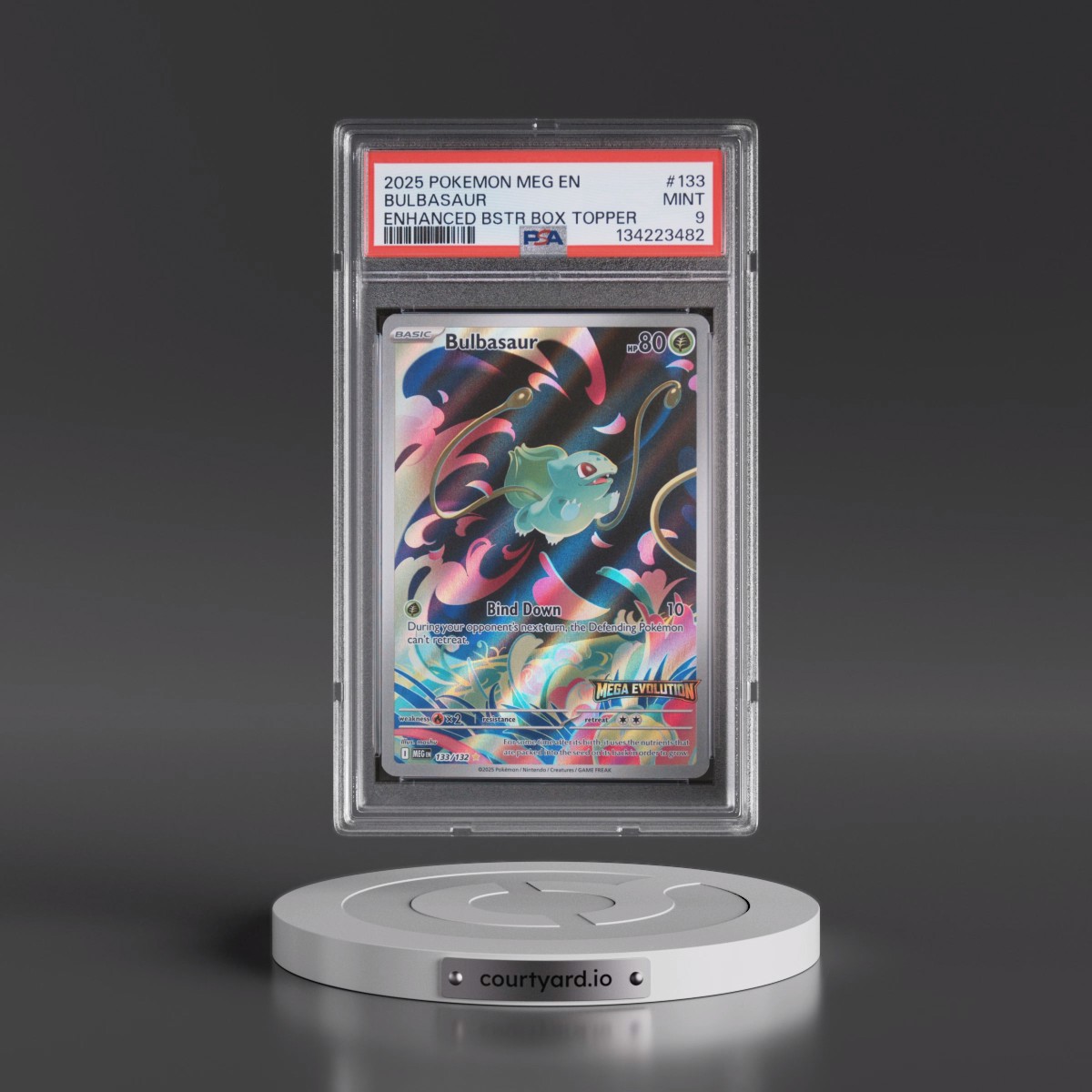 2025 Pokémon Meg EN-Mega Evolution #133 Bulbasaur - Enhanced Booster Box Topper (PSA 9 MINT)