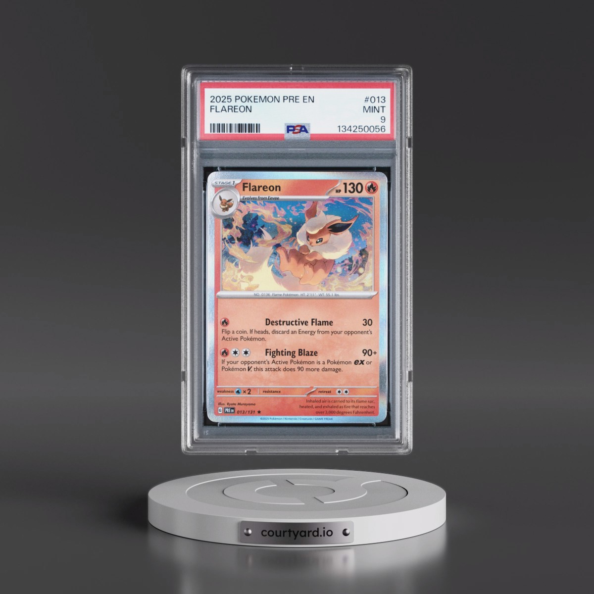 2025 Pokémon Pre EN-Prismatic Evolutions #013 Flareon (PSA 9 MINT)