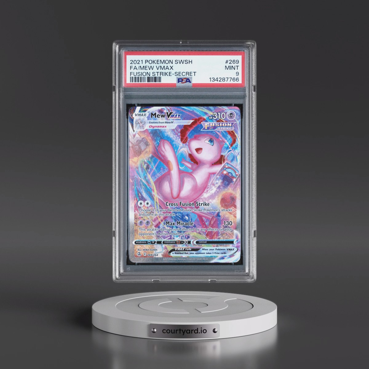 2021 Pokémon Sword & Shield Fusion Strike #269 Mew Vmax - Full Art Secret (PSA 9 MINT)