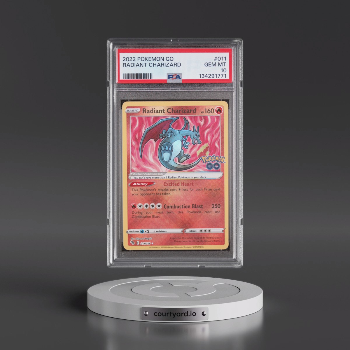 2022 Pokémon Go #011 Radiant Charizard - Holo (PSA 10 GEM MINT)