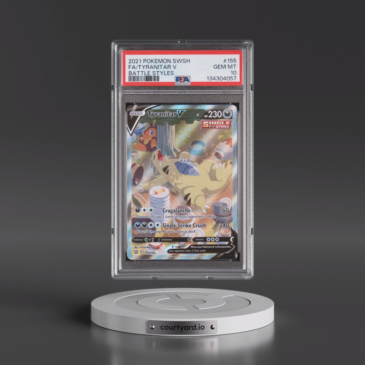 2021 Pokémon Sword & Shield Battle Styles #155 Tyranitar V - Holo Full Art (PSA 10 GEM MINT)