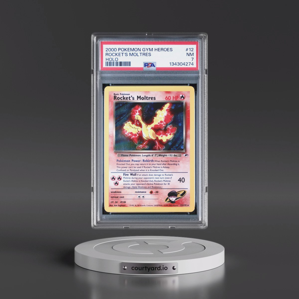 2000 Pokémon Gym Heroes #12 Rocket's Moltres - Holo (PSA 7 NM)