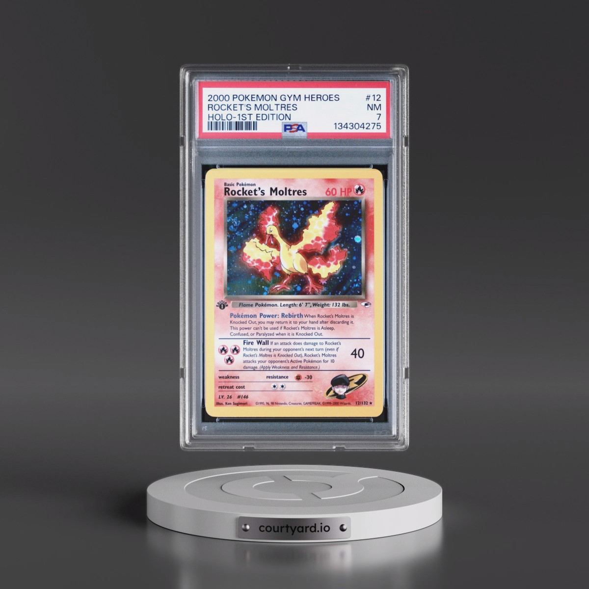 2000 Pokémon Gym Heroes #12 Rocket's Moltres - 1st Edition Holo (PSA 7 NM)