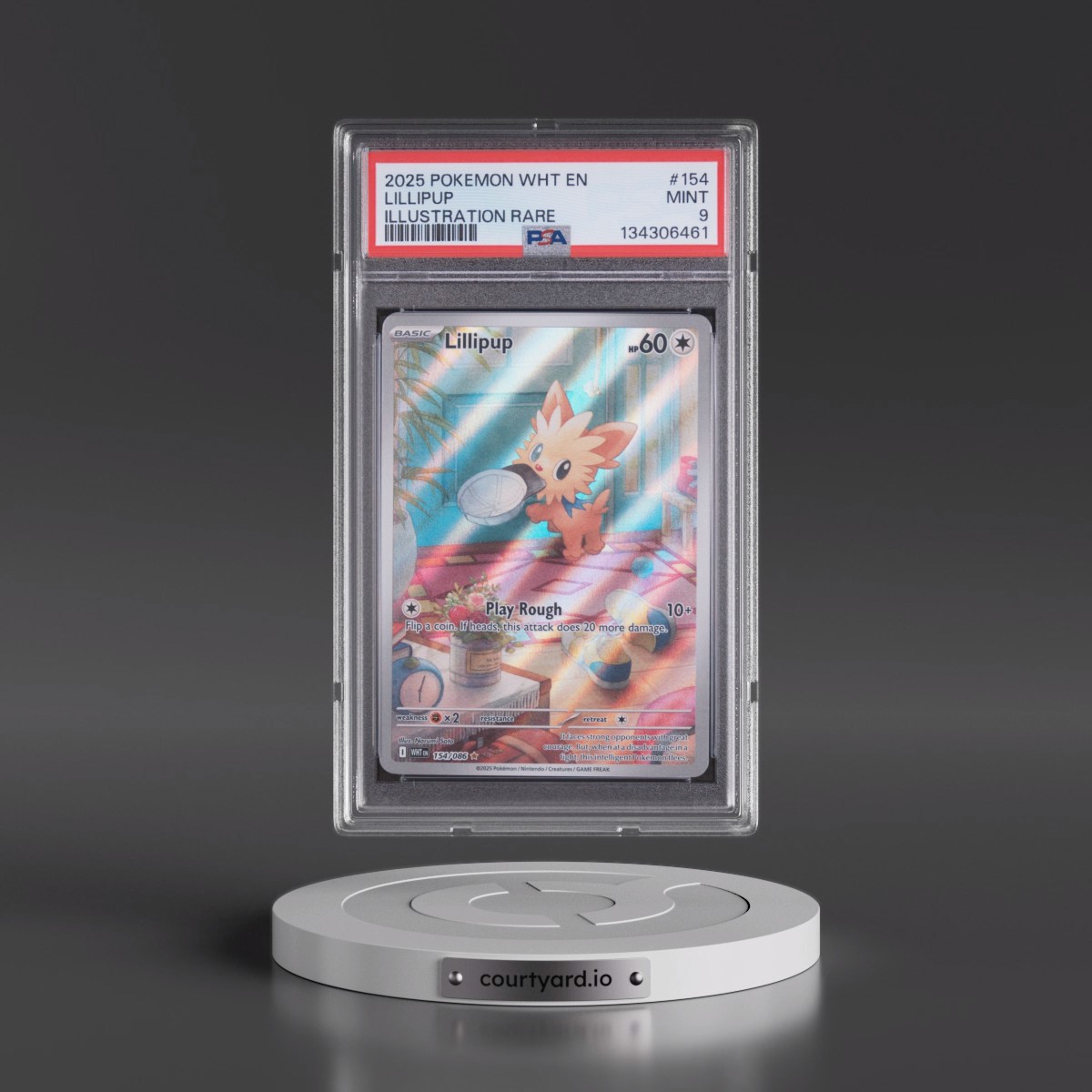 2025 Pokémon Wht EN-White Flare #154 Lillipup - Illustration Rare (PSA 9 MINT)