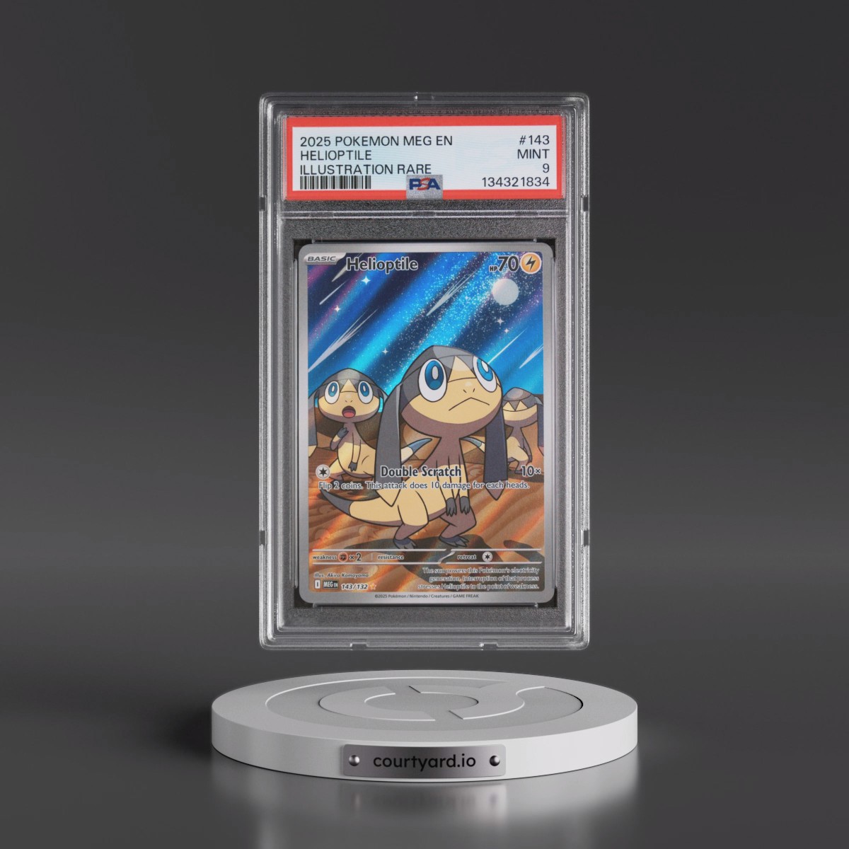 2025 Pokémon Meg EN-Mega Evolution #143 Helioptile - Illustration Rare (PSA 9 MINT)