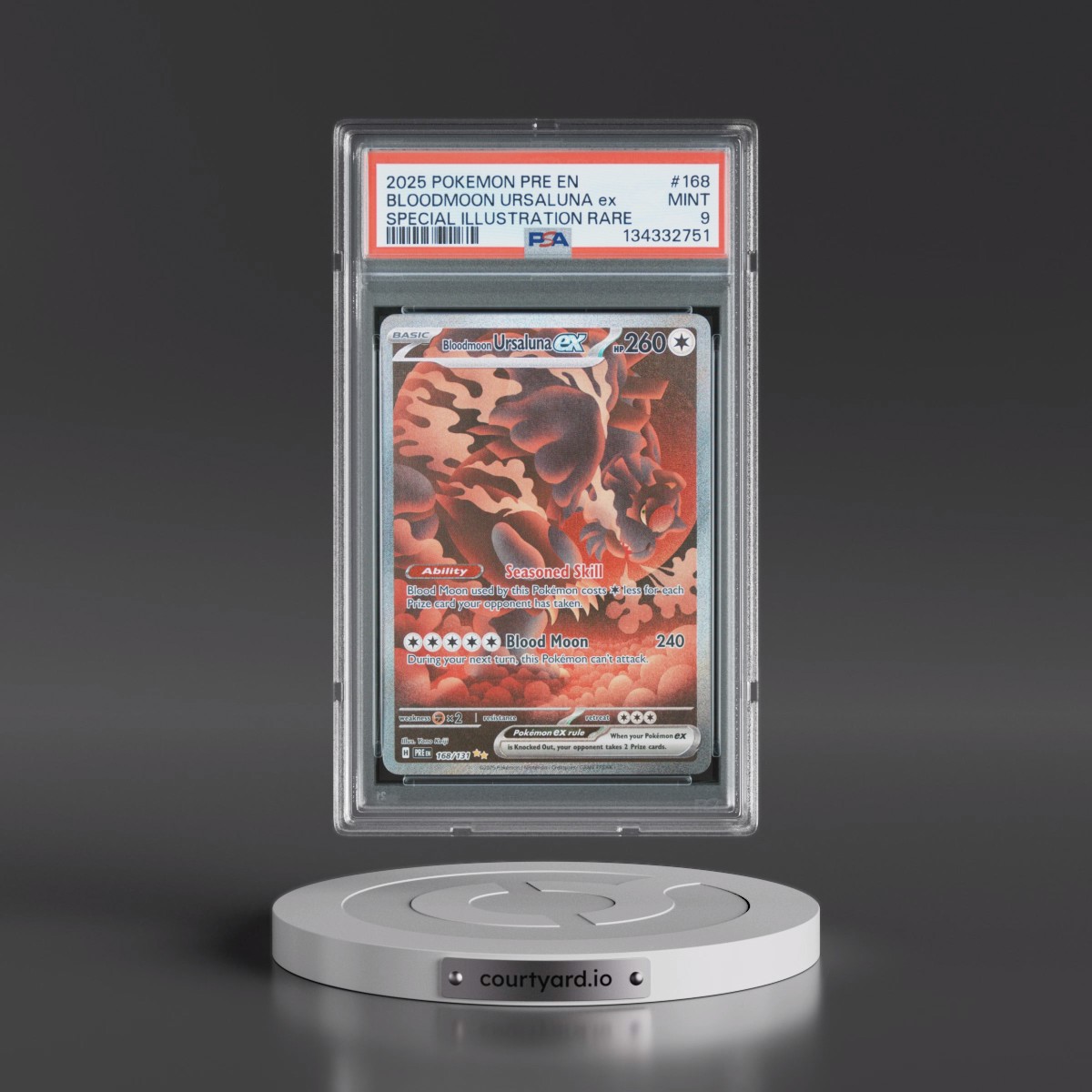 2025 Pokémon Pre EN-Prismatic Evolutions #168 Bloodmoon Ursaluna EX - Holo Special Illustration Rare (PSA 9 MINT)