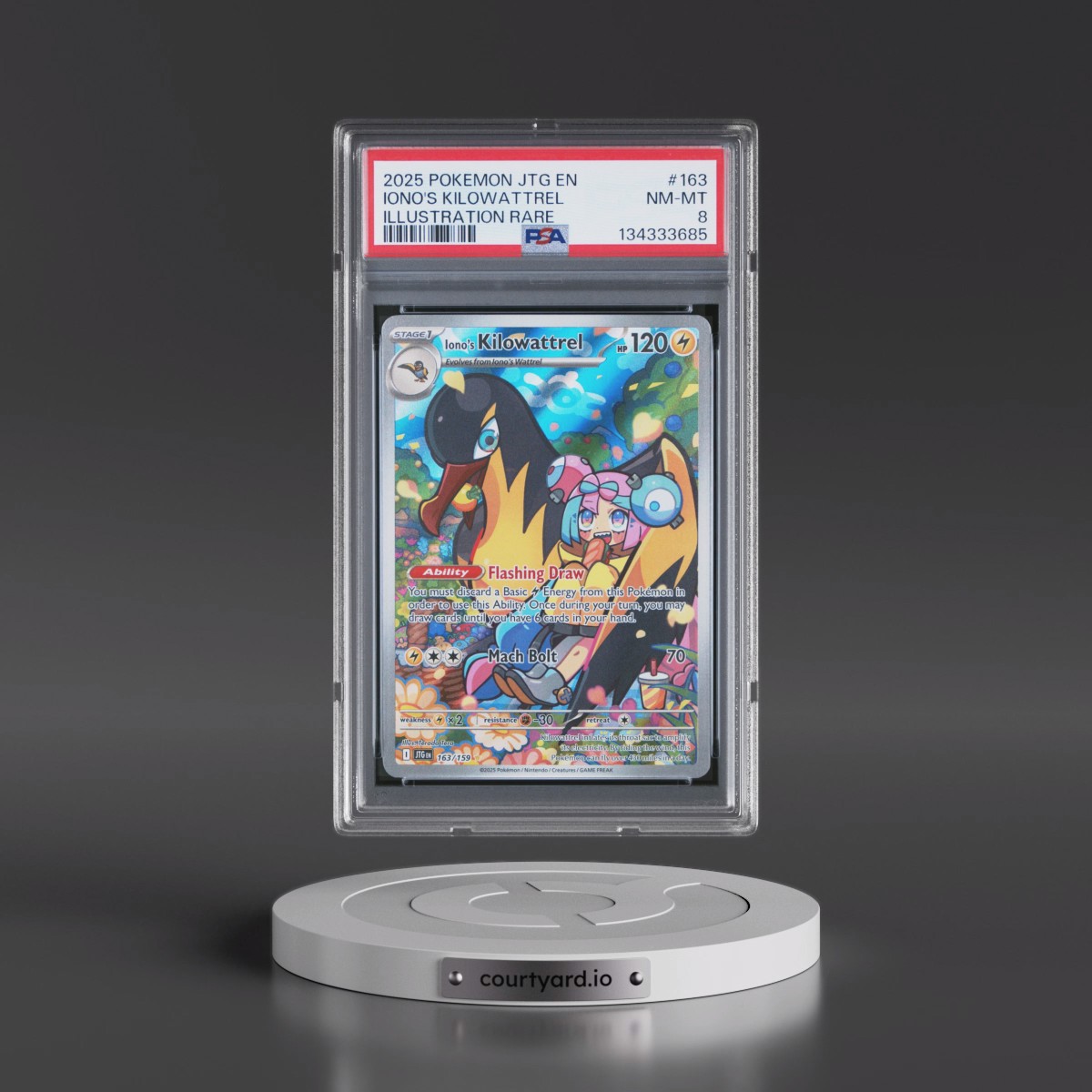 2025 Pokémon Jtg EN-Journey Together #163 Iono's Kilowattrel - Illustration Rare (PSA 8 NM-MT)
