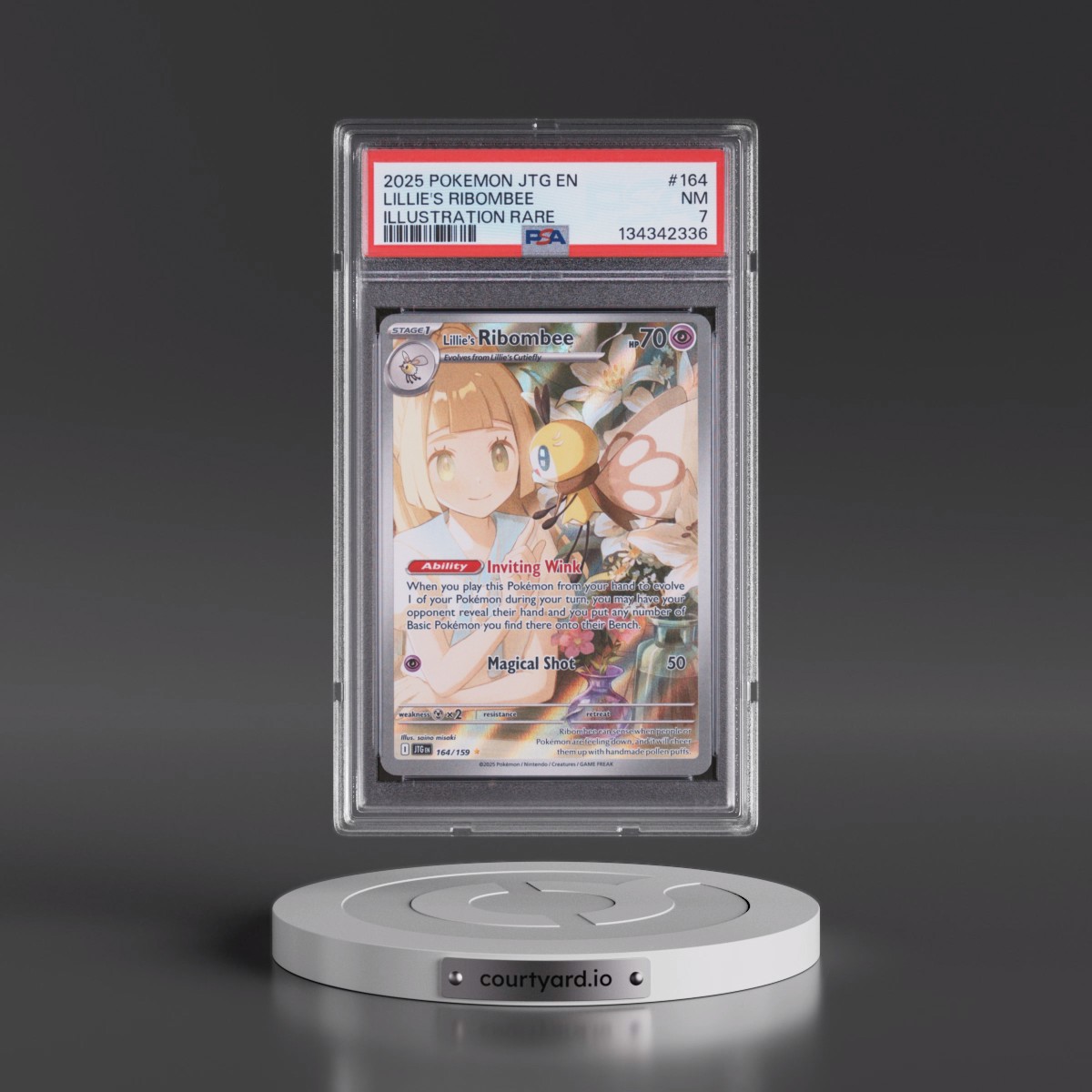 2025 Pokémon Jtg EN-Journey Together #164 Lillie's Ribombee - Illustration Rare (PSA 7 NM)