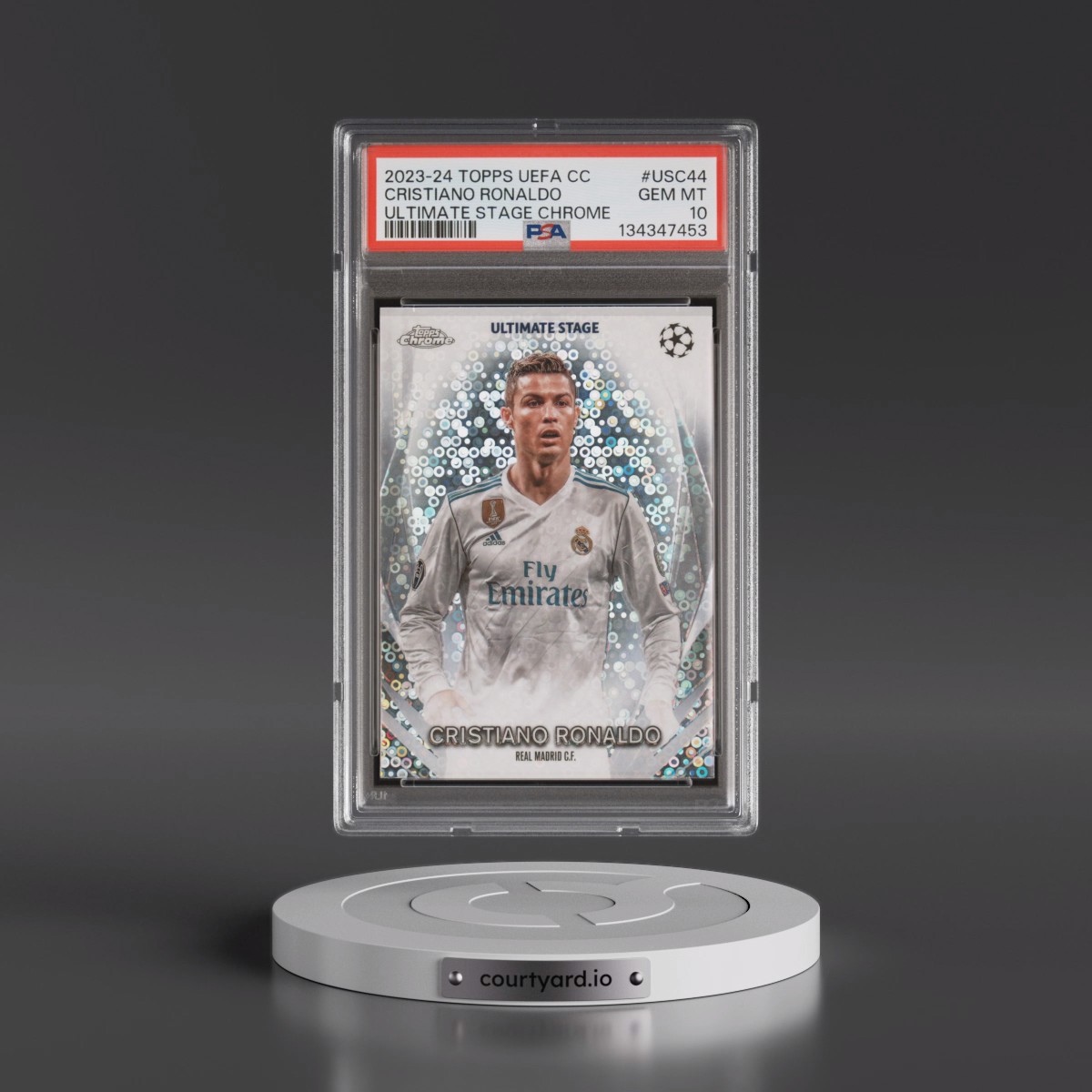 2023-24 Topps UEFA Club Competitions Ultimate Stage Chrome #USC44 Cristiano Ronaldo (PSA 10 GEM MINT)