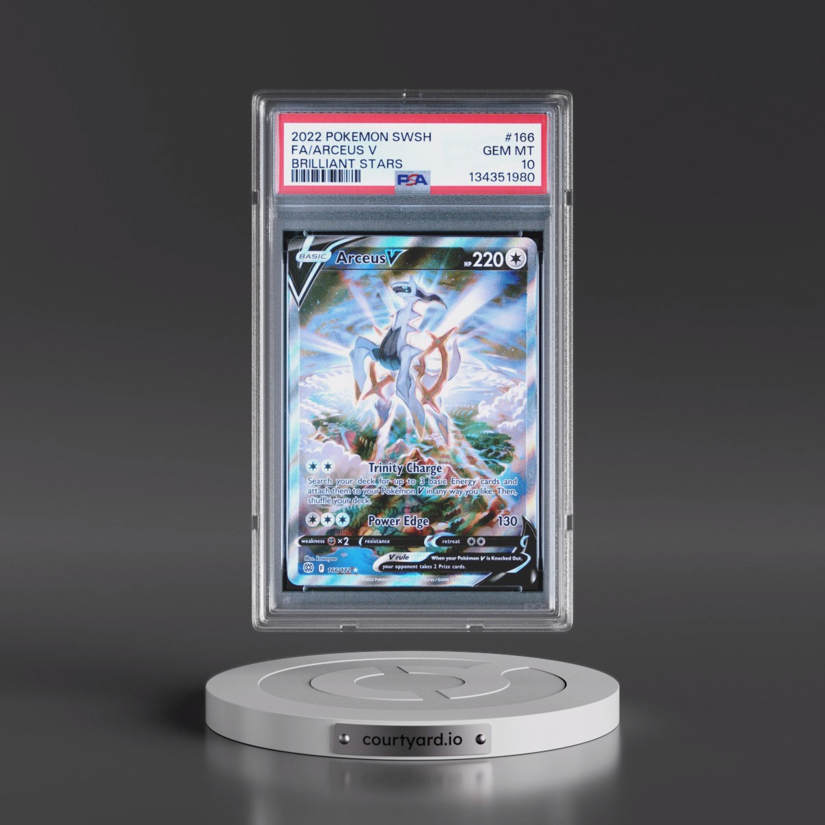 2022 Pokémon Sword & Shield Brilliant Stars #166 Arceus V - Holo Full Art (PSA 10 GEM MINT)