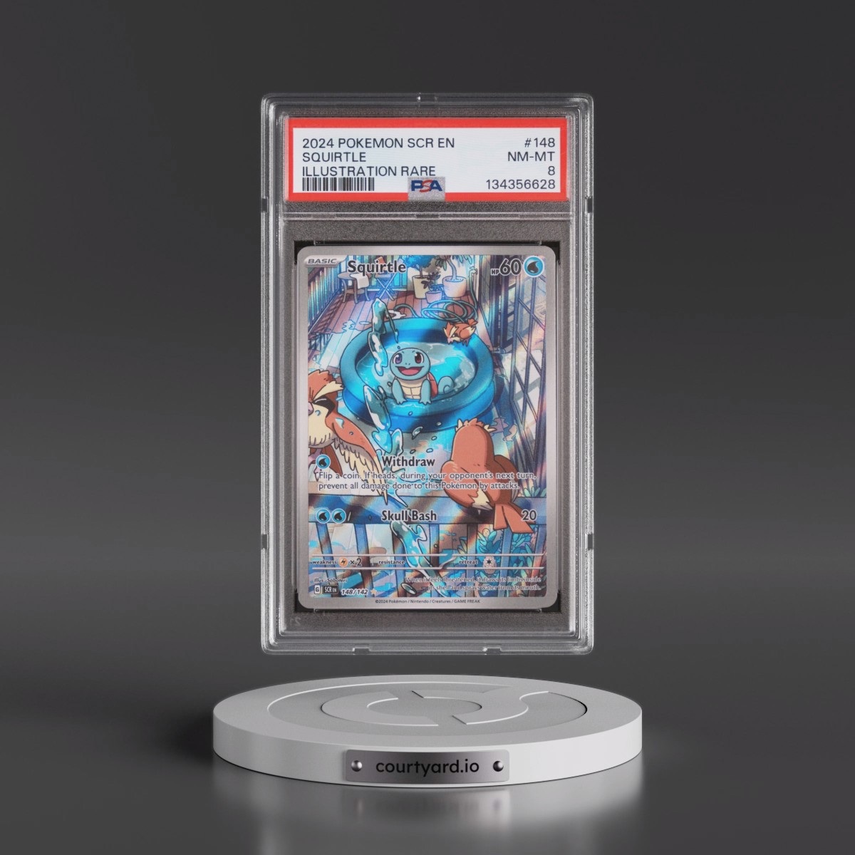 2024 Pokémon Scr EN-Stellar Crown #148 Squirtle - Illustration Rare (PSA 8 NM-MT)