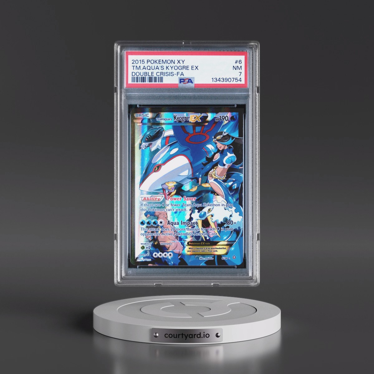2015 Pokémon XY Double Crisis #6 Team Aqua's Kyogre EX - Holo Full Art (PSA 7 NM)