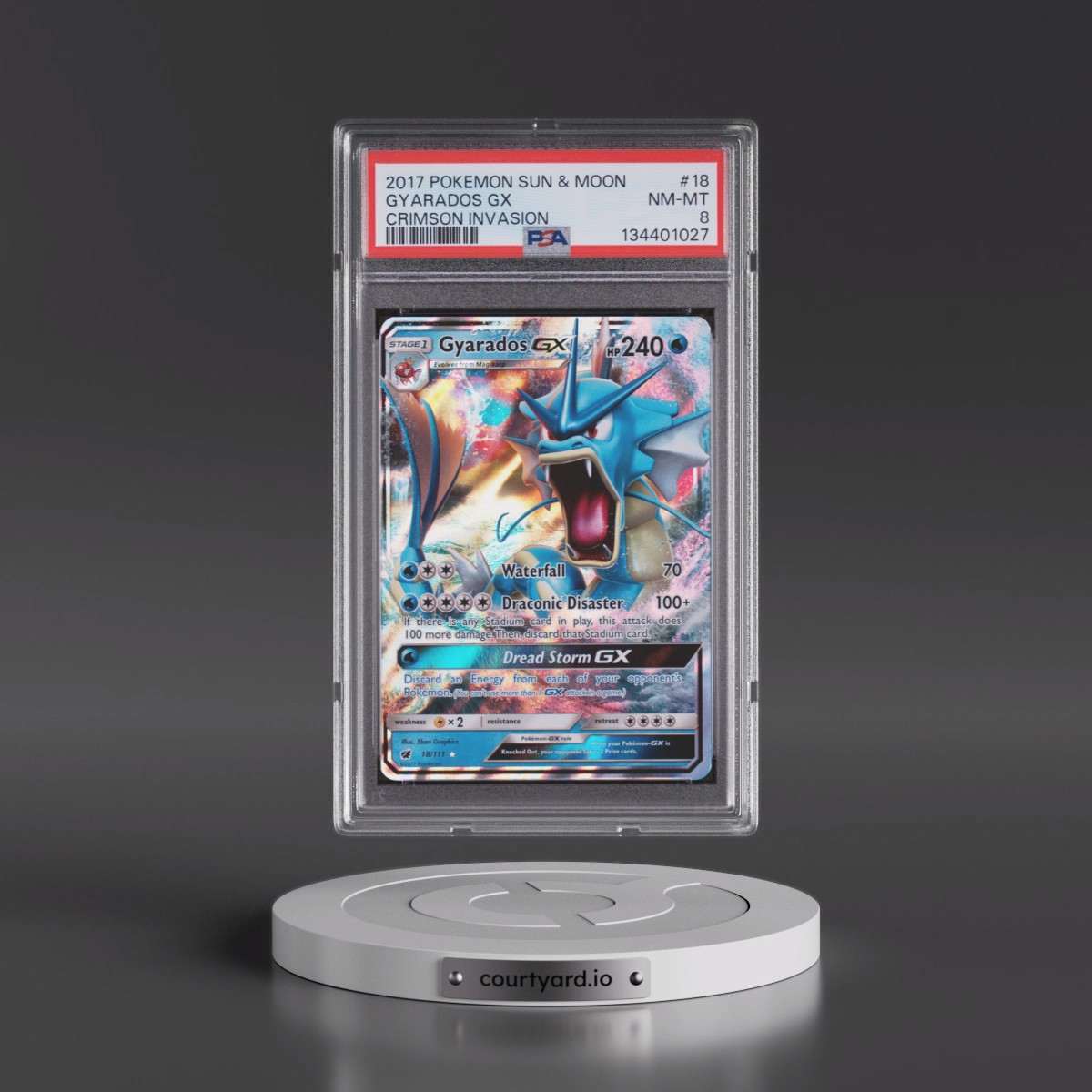 2017 Pokémon Sun & Moon Crimson Invasion #18 Gyarados GX - Holo (PSA 8 NM-MT)
